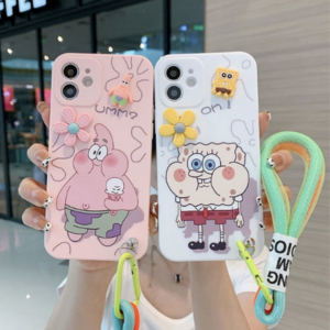 갤럭시 A51 5g 케이스 스펀지 뚱이 캐릭터 핸드 스트랩 폰케이스 galaxy a515g strap case viva