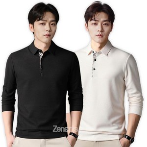 Zenaris 1+1 봄가을 남성 골프웨어 스포츠 카라넥 긴팔 티셔츠 95-110 국내배송