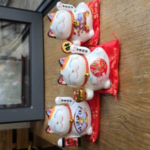 BuGeum 인투데코 성공 행운 재물을 마네키네코 손흔들 조각상