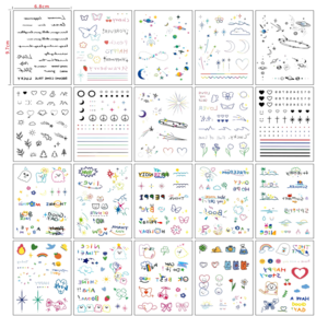 젤리라인 반영구 워터밤 타투스티커 작은헤나 감성타투 귀여운 스타일, 컬러 타투스티커 20장, 20개