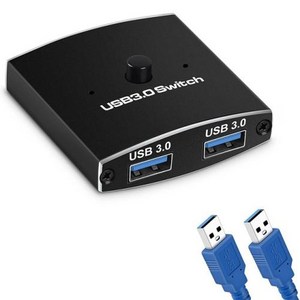 USB 3.0 스위치 선택기 KVM 스위치 5Gbps 2 in 1 Out USB 스위치 USB 3.0 프린터 키보드 마우스 공유용 양방향 공유기, 검은색, 검은색