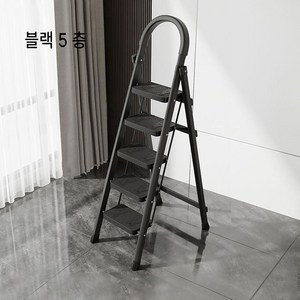 6컬러 사다리 가정용사다리 4/5/6 단 안전발판사다리 130cm-170cm, Black, 1개