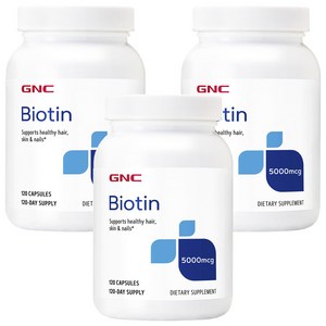 GNC 비오틴 5000mcg 글루텐 프리 무설탕 캡슐, 120정, 3개