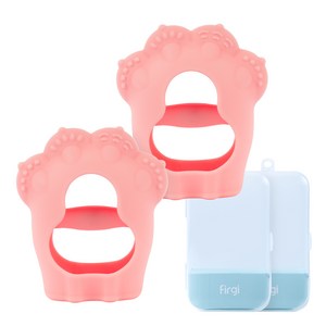 퍼기 손목 양손 오픈글러브형 냥냥 치발기 파스텔핑크, 치발기 + 전용케이스, 2p, 2세트