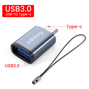 Essager A타입 /5핀 to C타입 변환 젠더 스트랩 포함, USB 3.0 to C타입, 2개, 그레이