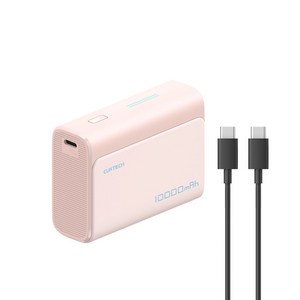 쿡테크 미니 포켓 보조배터리 30W 고속 충전 보조배터리 10000mAh+C타입 고속 충전 케이블 세트, 핑크