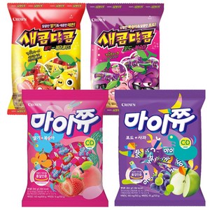 크라운 츄잉캔디 봉지 세트 (총 4봉 / 새콤달콤200g 2종 각1봉 + 마이쮸 284g 2종 각1봉), 200g, 4개