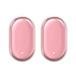 단품 또는 1+1 선택가능 VIPFAN 히트 손난로 충전식 보조배터리 5000mAh 휴대용 C타입 양면 발열 본사 정품, 로즈핑크+로즈핑크