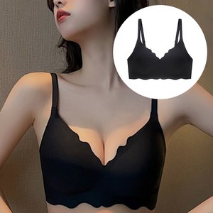 아옴 여성용 러블리 심리스 브라 가볍고 편한 노와이어 브래지어 2P