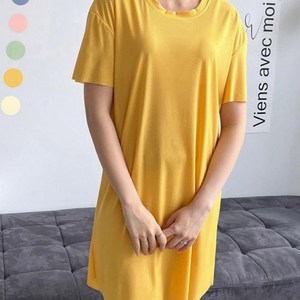 골지원피스 여성 여름 데일리 옆트임 롱 반팔 루즈핏 편한