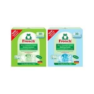 [김혜자 세제] 프로쉬 독일 식세기 세제 2개 30개입 올인원 식기세척기 전용세제, 01_베이킹소다+그린레몬 혼합SET