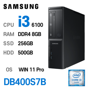 삼성중고컴퓨터 DB400S7B 인텔 6세대 core-i3 가성비 사무용컴퓨터 윈도우11설치, i3-6100, 8GB, 256GB+500GB, 기본형