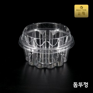 버디팩 빙수용기 400ml 1000개 PET 투명 원형용기(중)/돔형 뚜껑 샐러드 용기 M-125A, 1개, 1000개입