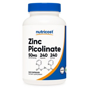 뉴트리코스트 아연 피콜리네이트 50mg 캡슐 240캡슐 1서빙 50mg 240회분 Zinc Picolinate Capsules [50 MG] [240 CAPS], 240정, 1개