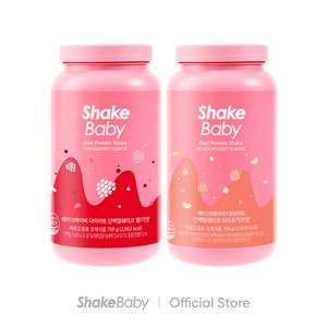 쉐이크베이비 단백질 다이어트 식사대용쉐이크 2입, 딸기맛+피치요거트맛, 1세트, 750g