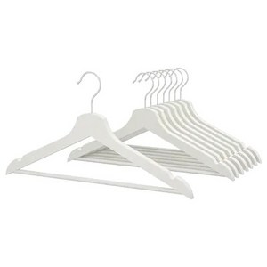 [이케아] 원목 나무 옷걸이 8개 - 부메랑 / 검정 하양 내추럴 / / Black White Natural / Clothes Hanger - Bumerang, [하양 White]