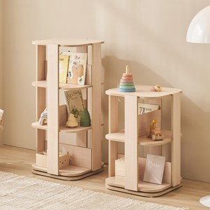 국내생산 E0 포레 회전책장 아동 책꽂이 키즈 유아 책장 (2단/3단/4단), 4단, 내추럴우드