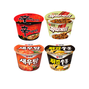 [오늘도라면] 농심 큰컵라면세트 4종 16개(신라면큰사발4+새우탕큰사발4+튀김우동큰사발4+짜파게티큰사발4)