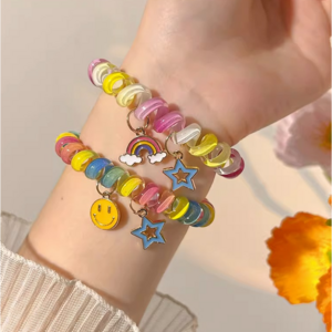 더킹몰 자국 않남는 무지개 스프링 머리끈1+1