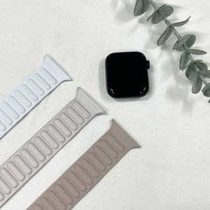 헤브온 애플워치 호환 마그네틱 링크 가죽 스트랩 밴드, 42/44/45mm, 스타라이트