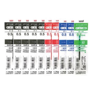 유니 제트스트림 리필심 SXR-80-05 혼합색상 10개 3색펜 4색펜 멀티펜 전용 0.5mm, SXR-80-05 혼합10개(흑5청2적2녹1)