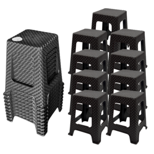 [나코] 플라스틱 라탄의자 테라스의자 야외용의자 회전의자 사각의자 카페의자 보조의자, 초코브라운, 9개, 라탄사각