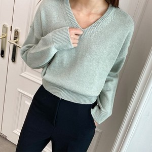 브이넥 여성니트티 가을 겨울 기본 베이직 니트 티셔츠