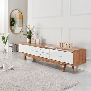 오스카 1500 TV거실장 UV 하이그로시 티비장 티비다이 거실TV장, 내츄럴화이트