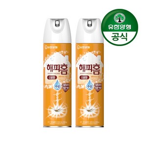 유한양행 [본사직영] 해피홈 모기약 수성 에어로솔 감귤향 500mL, 2개