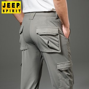 JEEP SPIRIT 지프 스피릿 캐쥬얼 바지 남성 여름 새로운 캐주얼 팬츠 남자 스트레이트 여름바지 툴링 멀티 포켓 여름팬츠 사이더 미드 웨이스트 남자 바지 J6013