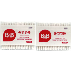 비앤비 유아 면봉, 100개입, 2개