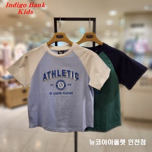 인디고뱅크키즈 [2024 여름 신상]@@흡한 속건@@새로운 기능성 냉감 소재@@아동 주니어 공용 세미 오버핏 소매 배색 반팔티 IKRA24404