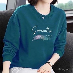 중년 여성 봄 가을 라운드넥 긴팔 티셔츠 캐주얼 상의 루즈핏 이너 레깅스 엄마 얇은 긴팔 티셔츠 빅사이즈
