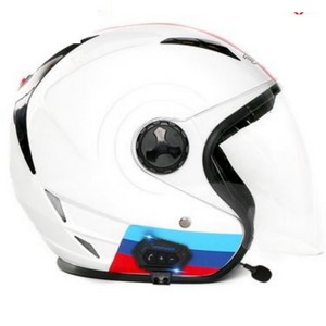 요타치 블루투스헬멧 반모 오픈페이스 하이바 헬멧, 2XL, 컬러화이트+투명쉴드