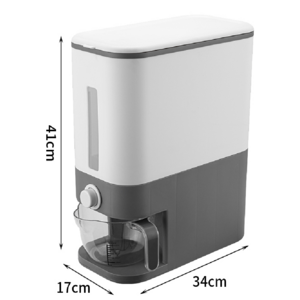 계량 밀폐 원터치 쌀통 12kg 쌀독 쌀 보관통 쌀보관통 잡곡통, 그레이, 1개