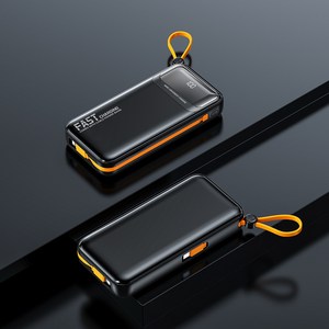 보조배터리 고속 충전 대용량 27000mAh 신고 없이 바로 기내 반입 가능 Lightning Type-C 충전 케이블 내장 야외 캠핑이 더 안심, 블랙