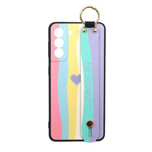 신서엔코 갤럭시S21케이스 갤럭시S21플러스케이스 갤럭시S21울트라케이스 Galaxy Phone Case SCS-1538 하트 레인보우 핸드 스트랩 케이스