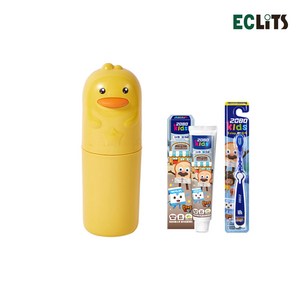 1+1 에클리츠 휴대용 병아리 칫솔통 어린이집 유치원 학교 관공서 공공기관, 키즈블루세트, 옐로우