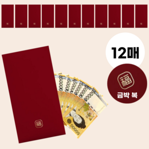 루앤솔 고급 금박 용돈봉투, 12매, 한자 복
