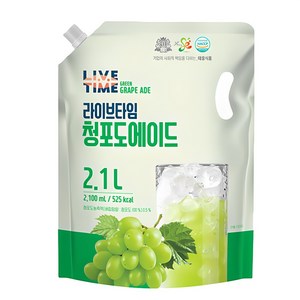 [태웅식품본사] 라이브타임 청포도에이드, 2.1L, 2개