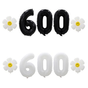 [해피쏘굿] 32인치 블랙/화이트 숫자 (100일~900일) + 데이지 풍선세트, 600, 블랙