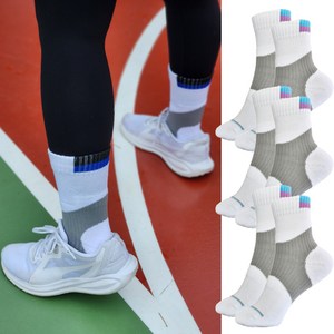 SNF 런닝 스키 스포츠 중목양말 배드민턴양말 유소년 청소년 성인 남성용 여성용 운동양말 3set, 블루퍼플