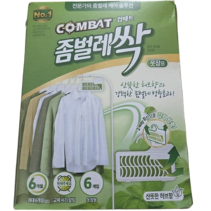 컴배트 좀벌레싹 옷장용 허브향 방충제 6p, 18g, 3개
