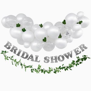 브라이덜 샤워 화이트 풍선 가랜드 세트 홈 파티 용품 장식 소품, BRIDAL SHOWER 가랜드 + 화이트 벌룬 세트, 1세트