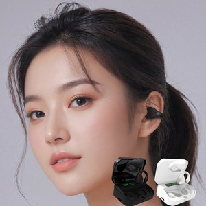 템빨 e9e9 오픈핏 무통증 무선 이어폰 귀걸이 이어커프 블루투스 5.3 유튜브 운동 귀찌이어폰 스포츠 C타입 충전 터치식 효도이어폰 디지털 자동페어링 블루투스 이어폰, 블랙