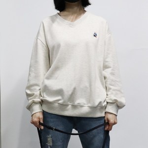 데님투나잇 봄 가을용 여성 오버핏 브이넥맨투맨 프리사이즈 맨투맨