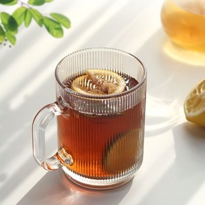 플리츠 DP 글라스 머그컵, 투명 390ml, 4개