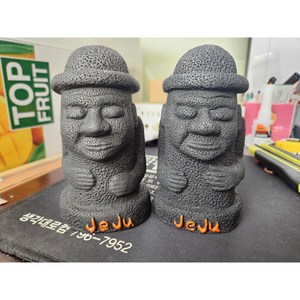 Jeju(제주) 인조석 돌하르방(문 무) 장식인형(16cm x 14cm)