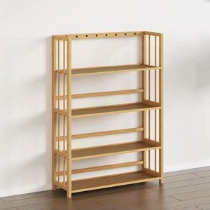 미란다 대나무 원목 책장 66cm 4단 가구 책꽂이, 우드