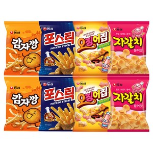 [조한스토어] 감자깡 + 포스틱 + 오징어집 + 자갈치 2묶음 세트 스낵 모음 봉지과자, 8개, 75g